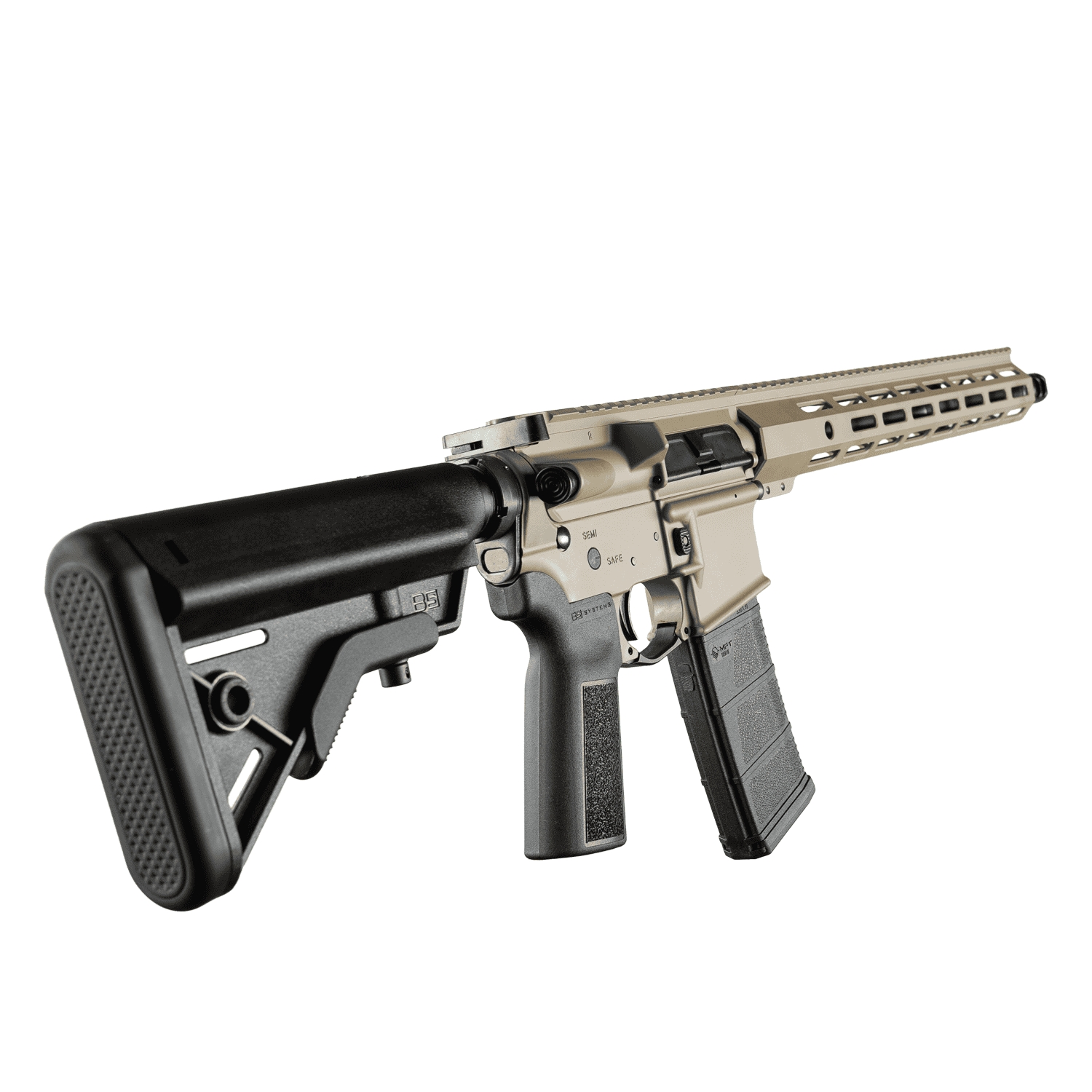 ACI-15 556 BRAVO 16 MOD 0 FDE AR15 with Cerakote FDE finish, 16-inch 4150 CMV Melonite barrel, and B5 Systems Bravo Stock by Andro Corp Industries