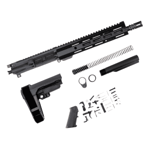 5.56 NATO HALO 11.5 Build Kit for AR-15, complete 11.5-inch 5.56 pistol kit with upper, lower parts, SBA3 brace, and MLOK handguard by Andro Corp Industries. Lower receiver not included. No FFL required.