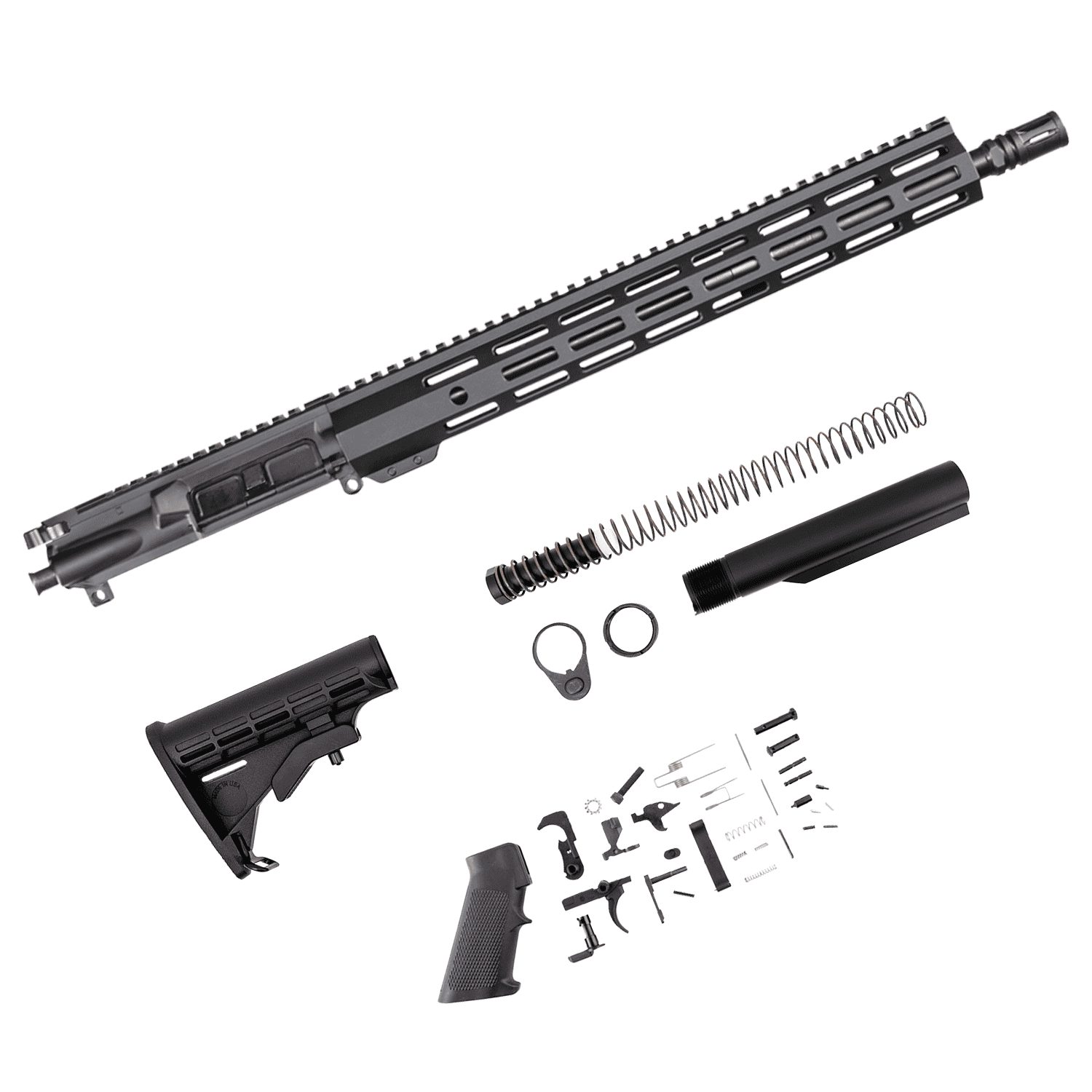 5.56 Bravo 16 Build Kit for AR-15, complete 16-inch 5.56 rifle kit with upper, lower parts, M4 stock, and MLOK handguard by Andro Corp Industries. Lower receiver not included. No FFL required.